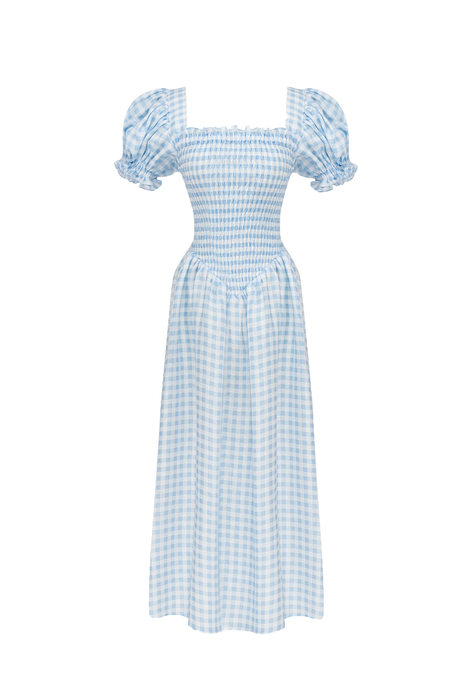 Belle Linen Dress in Blue Vichy
