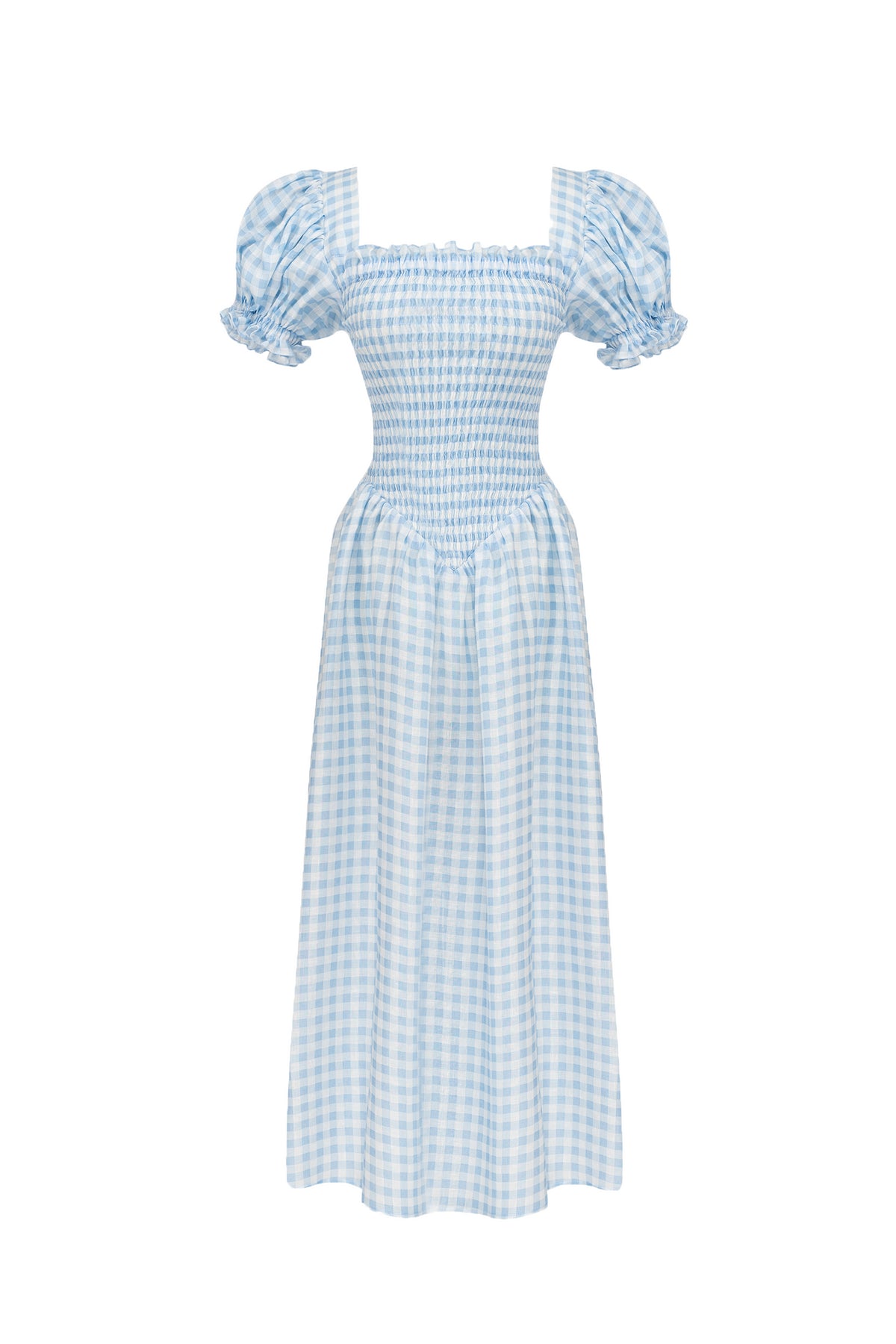 Belle Linen Dress in Blue Vichy