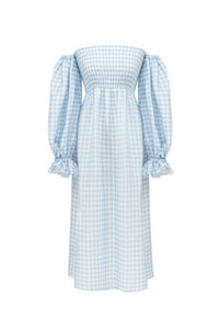 Atlanta Linen Dress in Blue Vichy