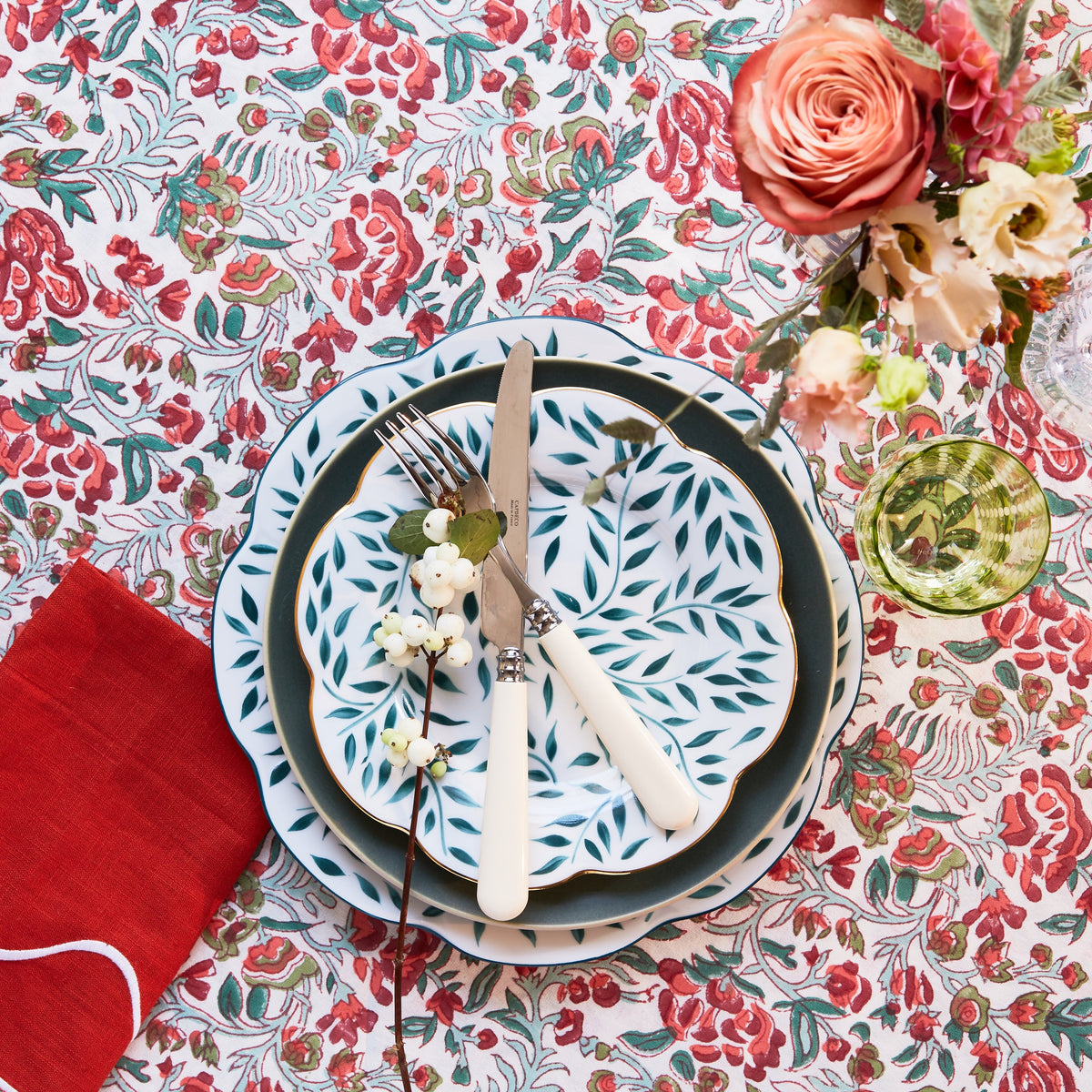 Spring Leaves in Green & Gold Salad and Dessert Plate