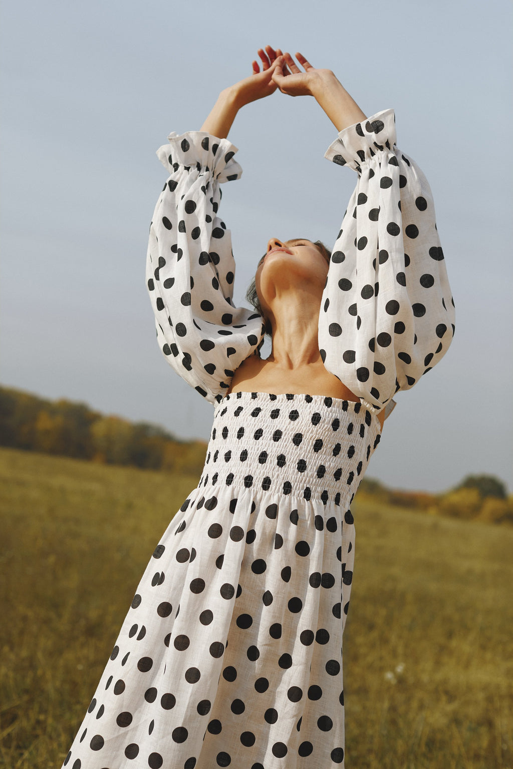 Atlanta Linen Dress in Polka Dot | Over The Moon