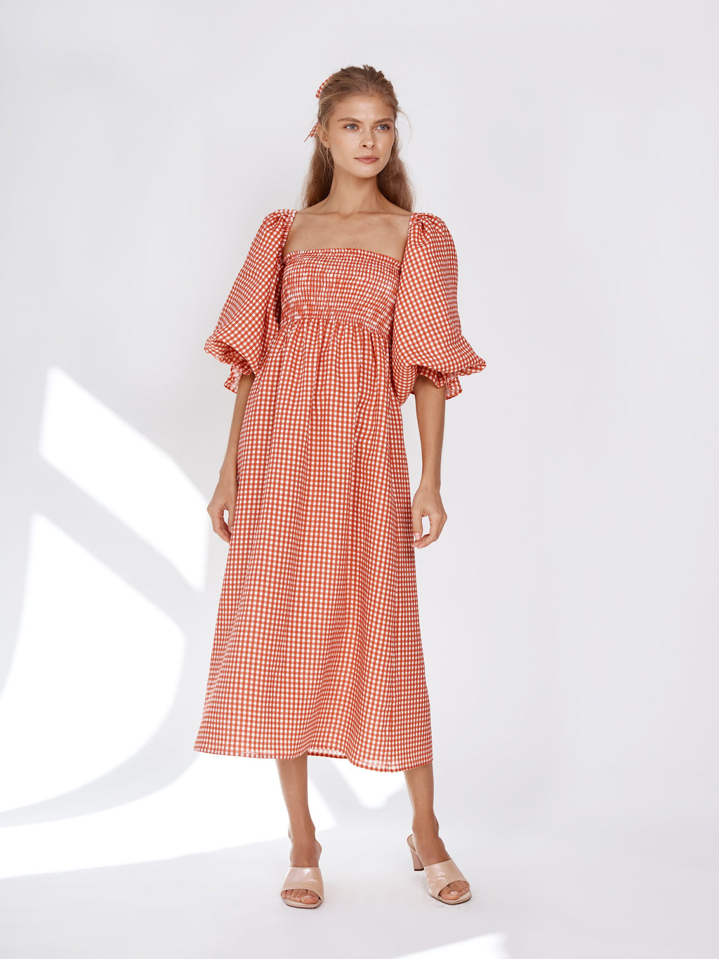 Atlanta Linen Dress in Red Gingham