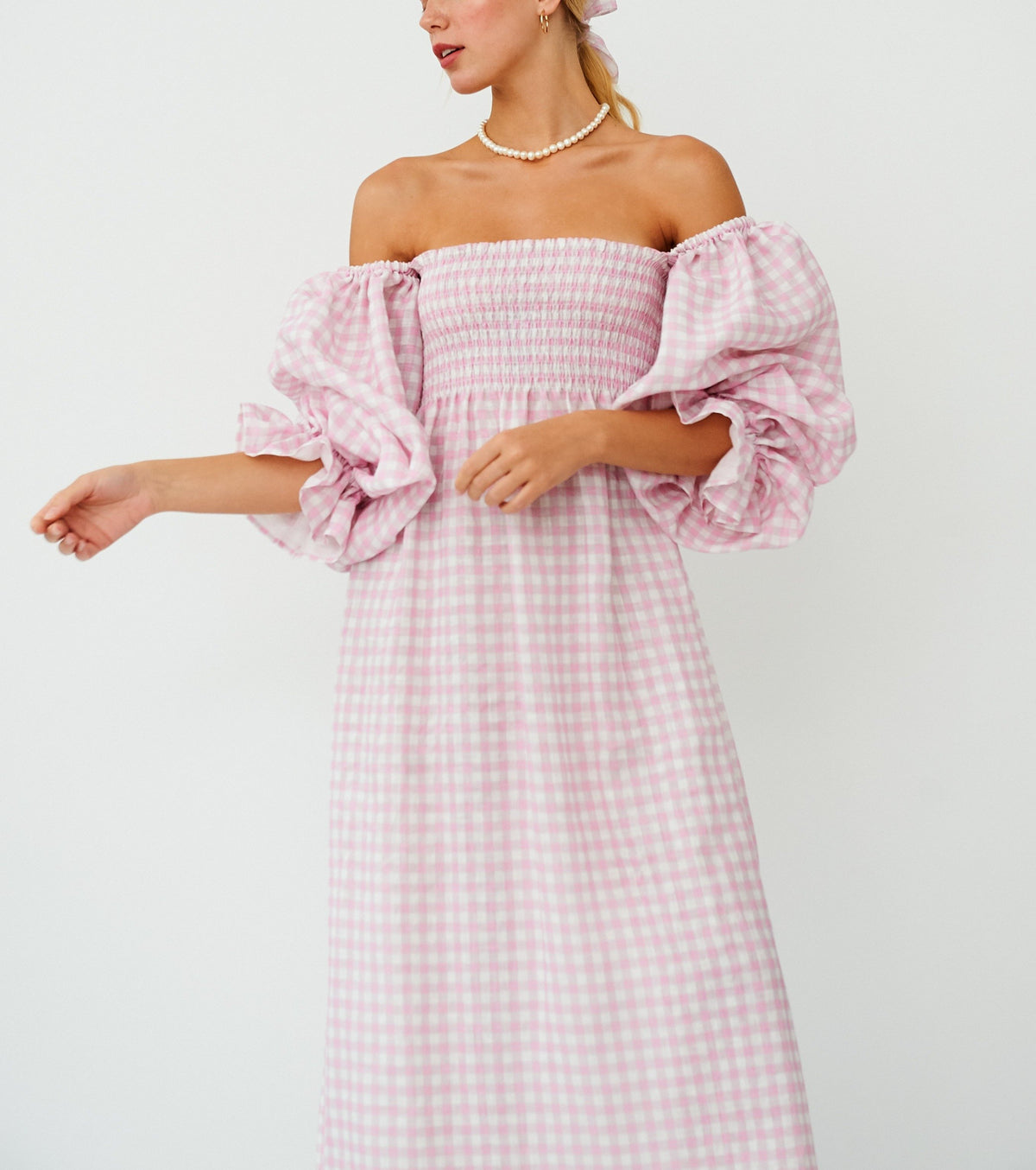 Atlanta Linen Dress in Pink Vichy