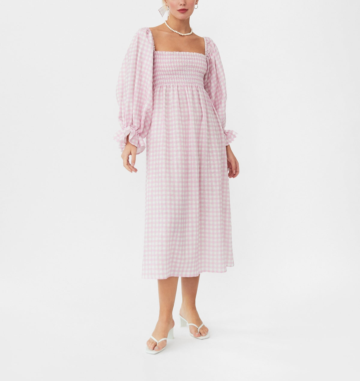 Atlanta Linen Dress in Pink Vichy
