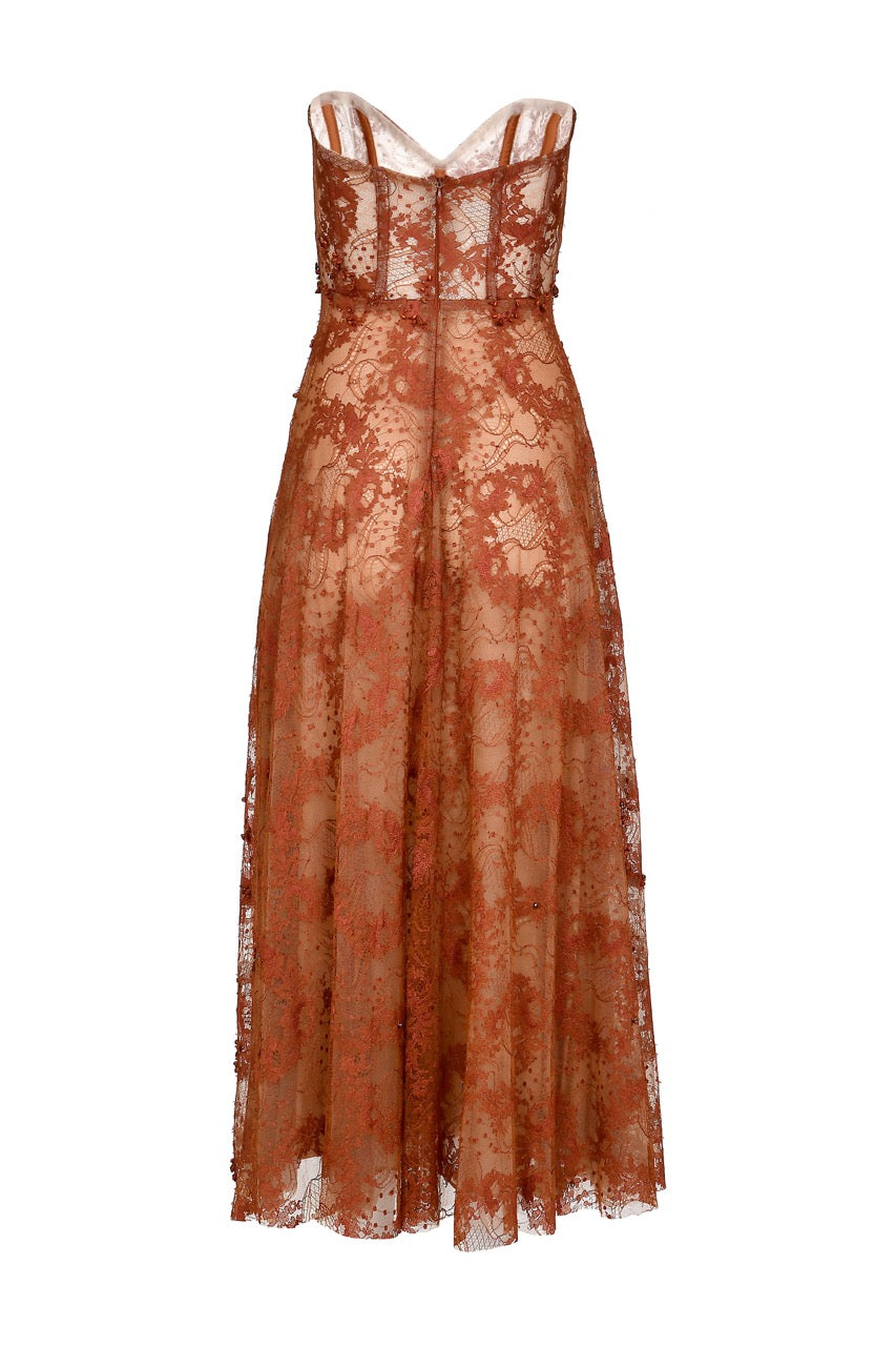 Ausias Midi Dress in Ocre