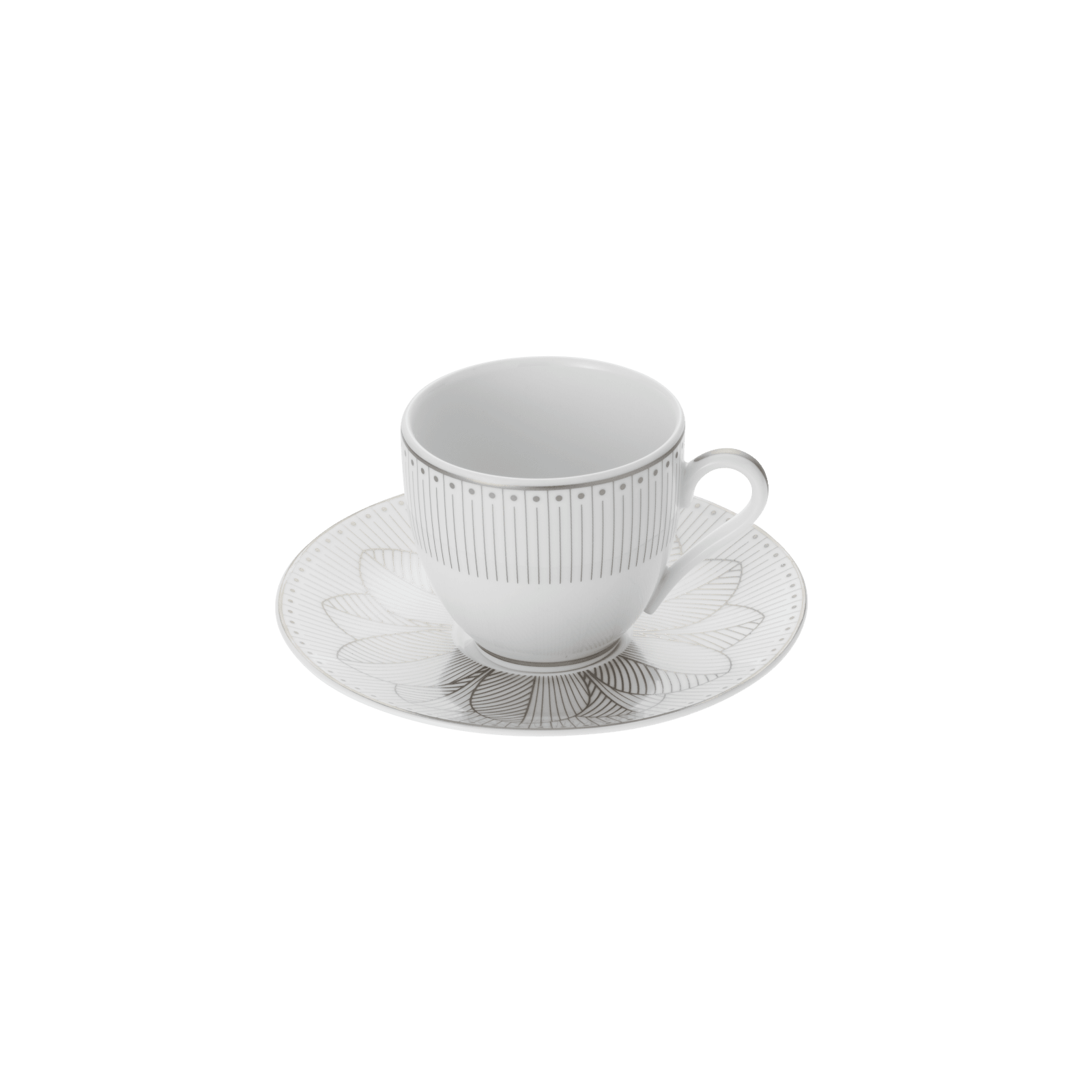 2 Porcelain Coffee Cup and Saucers Platinium Finish Malmaison Impériale