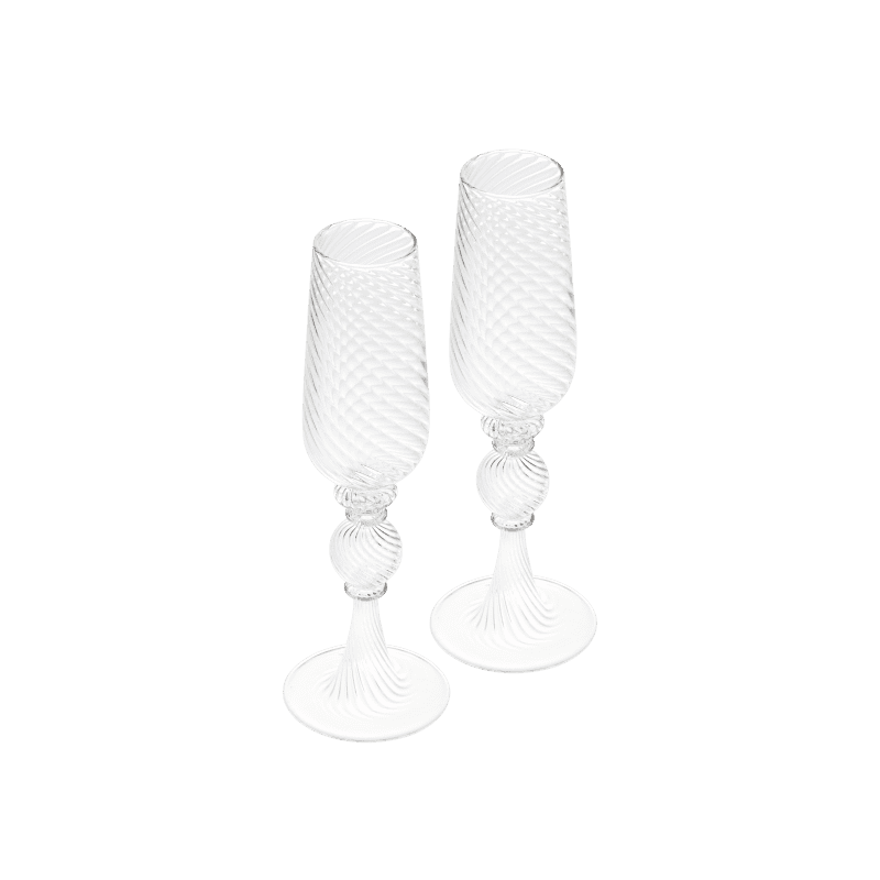 Blown Glass Champagne Flute Set Tourbillon