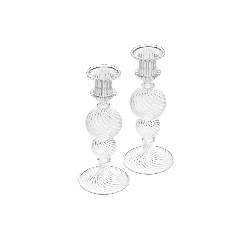 Blown Glass Large Candlestick Set Tourbillon