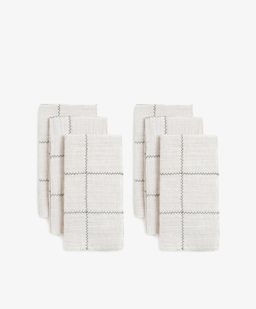 Branch Stitch Check Napkin, Set of 6