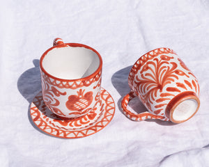 Casa Coral Mug with Hand-painted Designs
