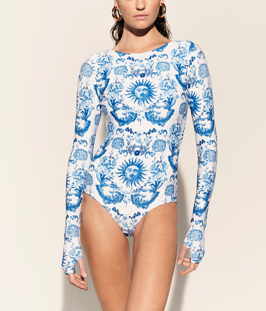 The Classic Long Sleeve Swimsuit in Electra