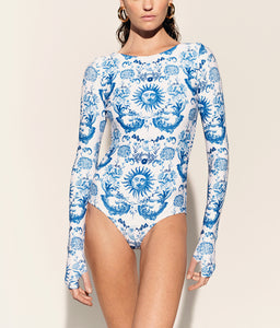 The Classic Long Sleeve Swimsuit in Electra