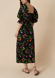 Viona Cotton Midi Dress in Cherry Black