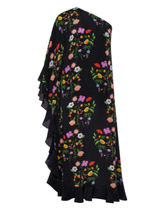 Ginger Crepe Midi Dress in Terrazo Flower Black