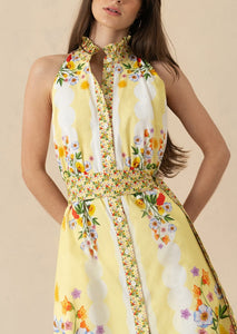 Biba Cotton Maxi Dress in Terrazo Yellow