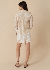 Nova Raschel Shirt in Beige / White Lace