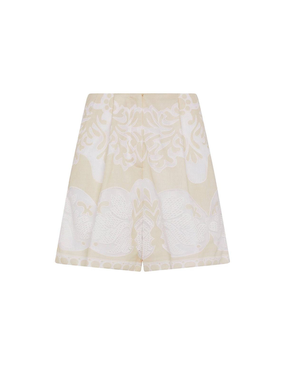 Gwen Raschel Shorts in Beige/White Lace