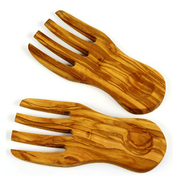 Olive Wood Salad Server Hands