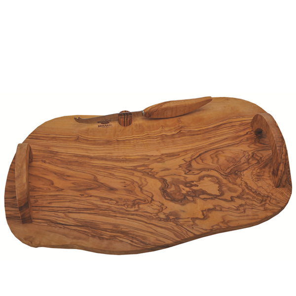 Olive Wood Cheese Board with Handles & Knife