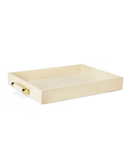 Cream Faux-Shagreen Rectangular Tray by AERIN