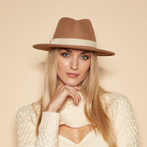 Blaine in Camel W/Ivory Velvet Ribbon Band - Eugenia Kim