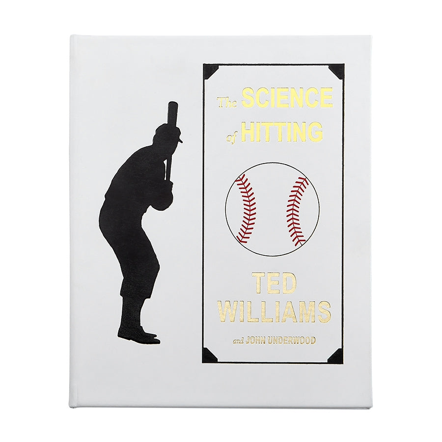 Front view of The Science of Hitting in bonded leather showcasing baseball cover artwork with a white background
