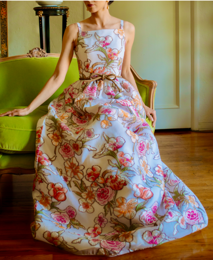 Fit and Flare Dirndl Skirt Embroidered Floral Organza Gown 6 Fit and Flare Dirndl Skirt Embroidered Floral Organza Gown 6