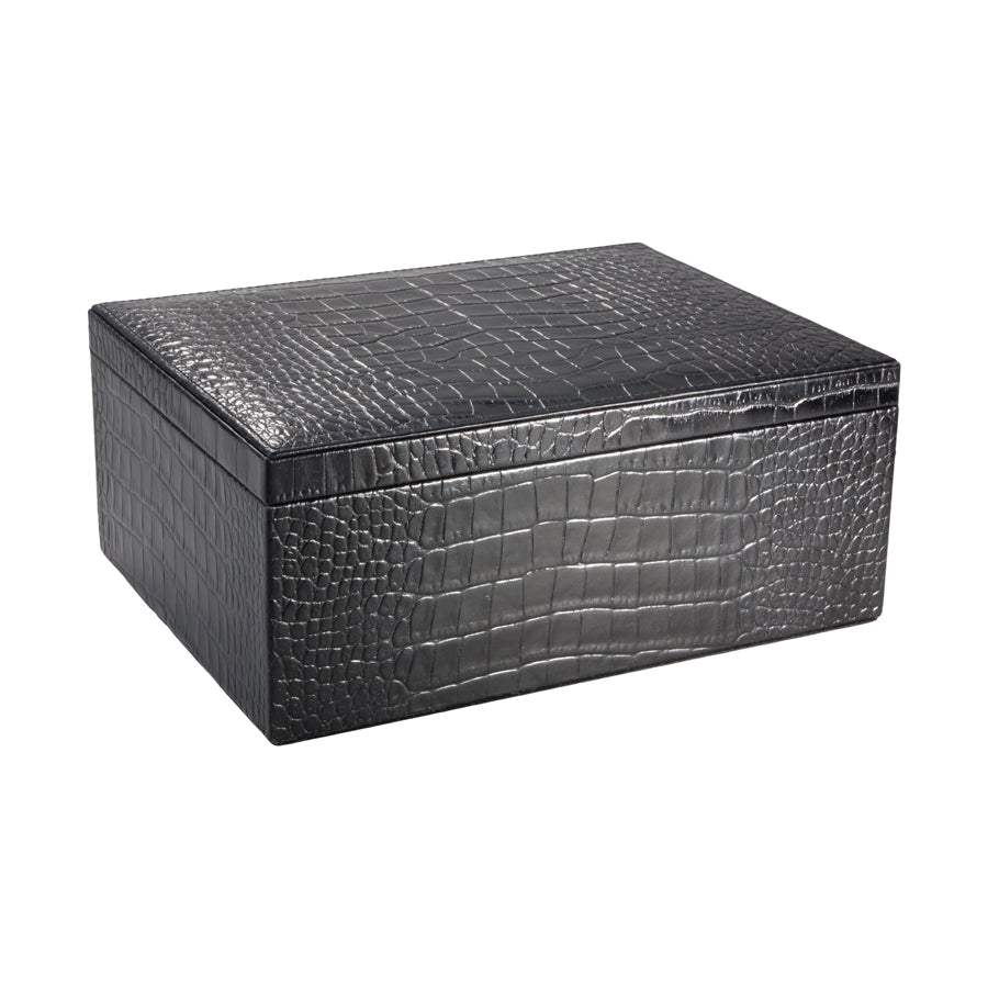 Large Box in Crocodile Embossed Leather