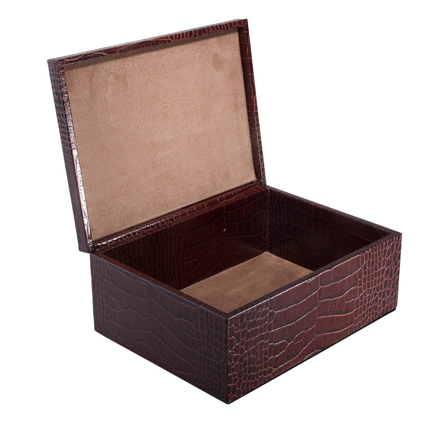 Large Box in Crocodile Embossed Leather