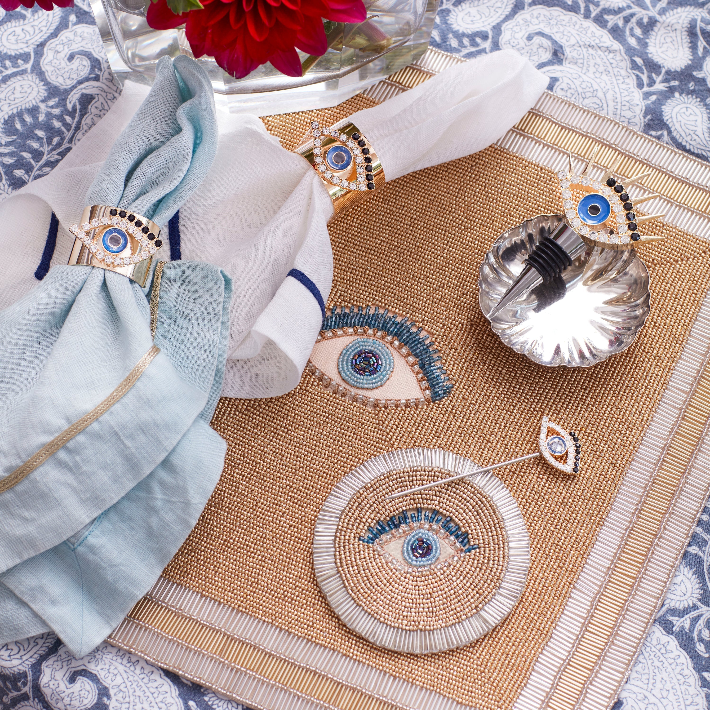 Evil Eye Napkin Rings, Set of Two