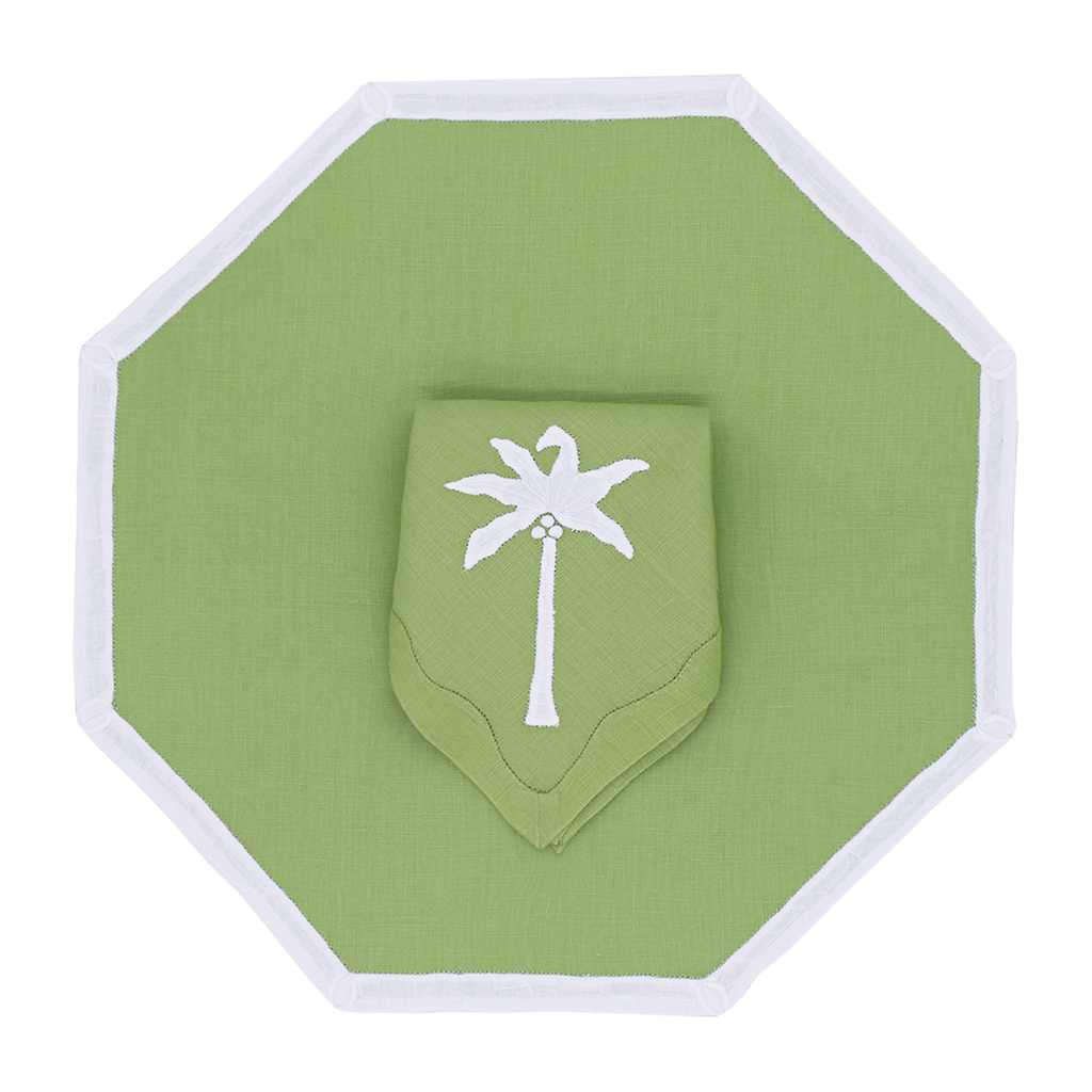 Palm Tree Dinner Napkins in Lime, Set of 2