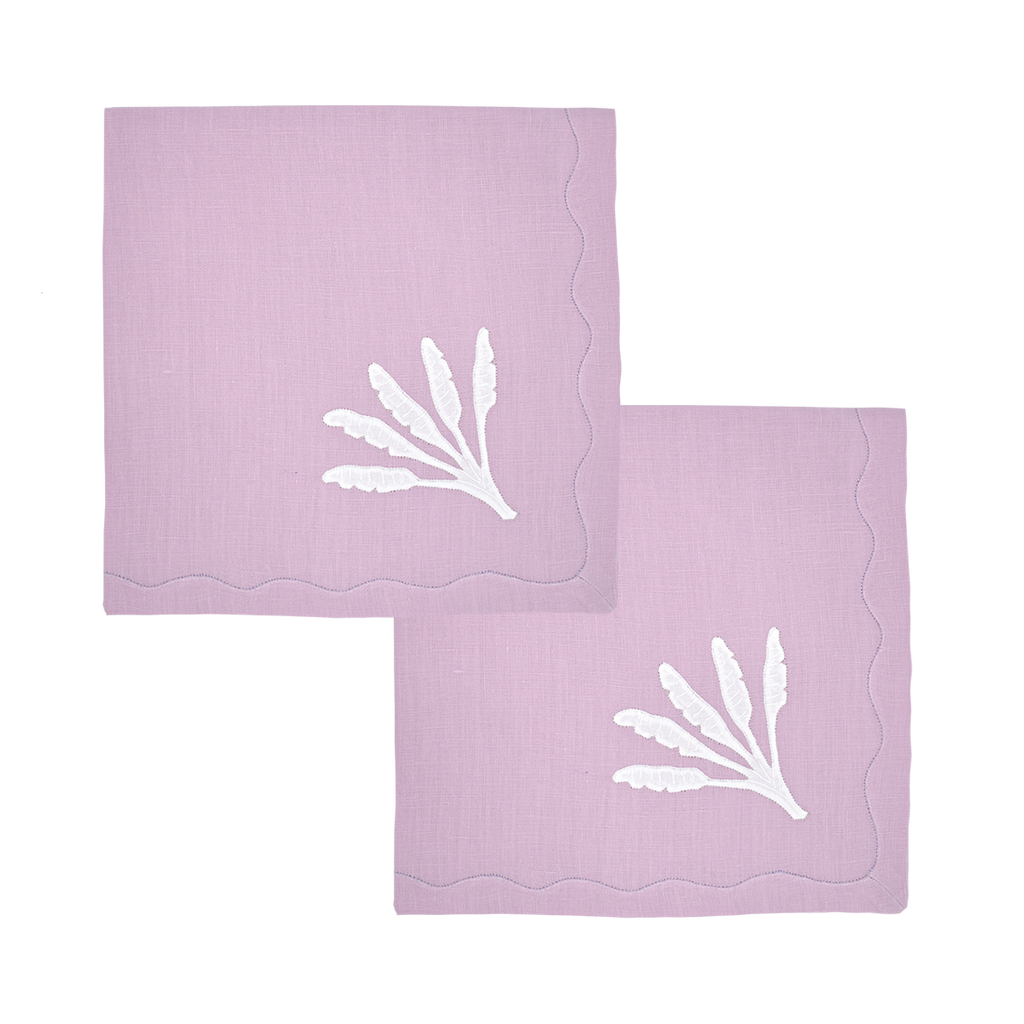 Banana Palm Dinner Napkins in Lilac, Set of 2