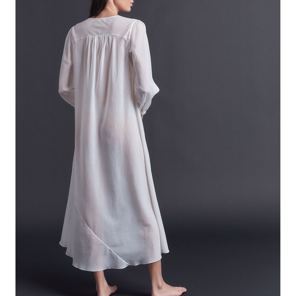 Bast Long Pearl Silk Cotton Sleep Shirt