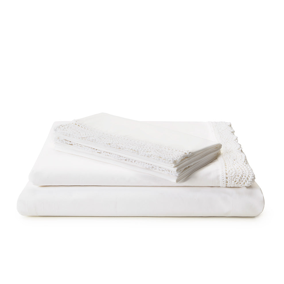 White Meena Percale - Sheet Set Bedding Portugal 