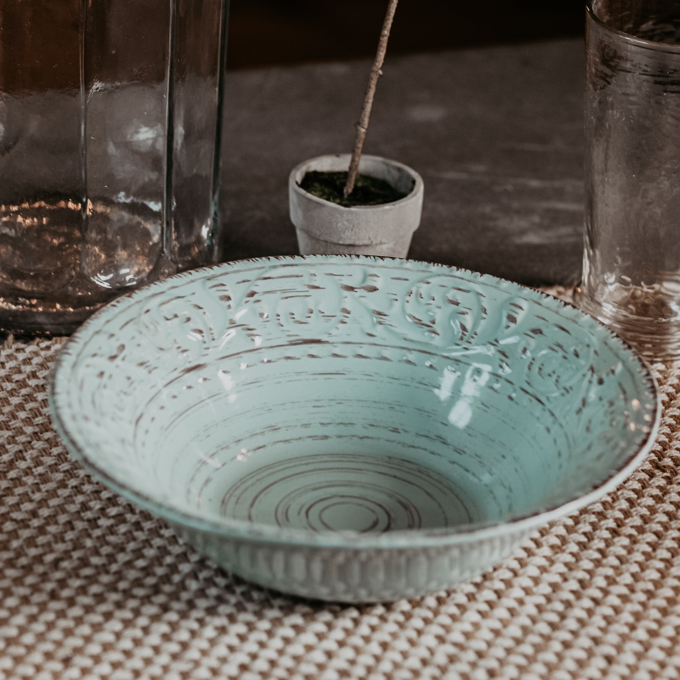 Blue Serving Bowl, Rustic Flare Large