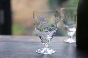 Crystal Bistro Glasses with Fern Design, Set of Six