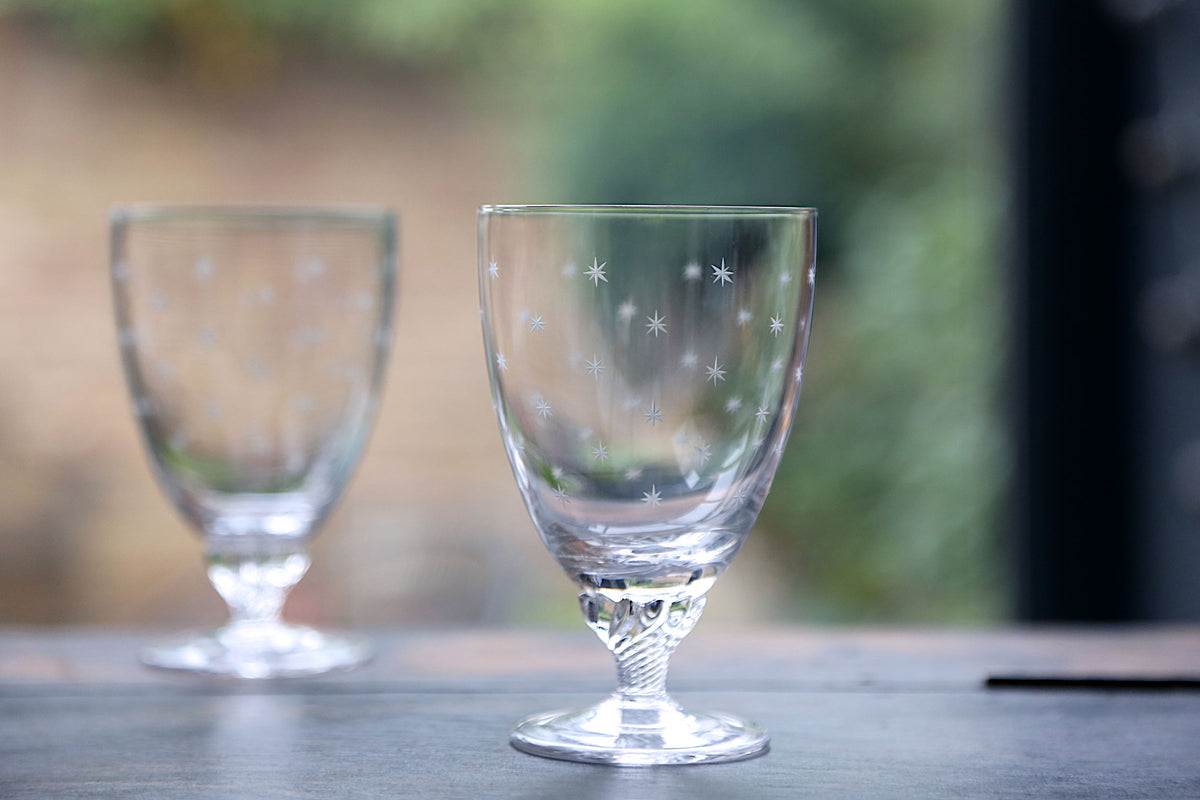 Crystal Bistro Glasses with Stars Design, Set of Six