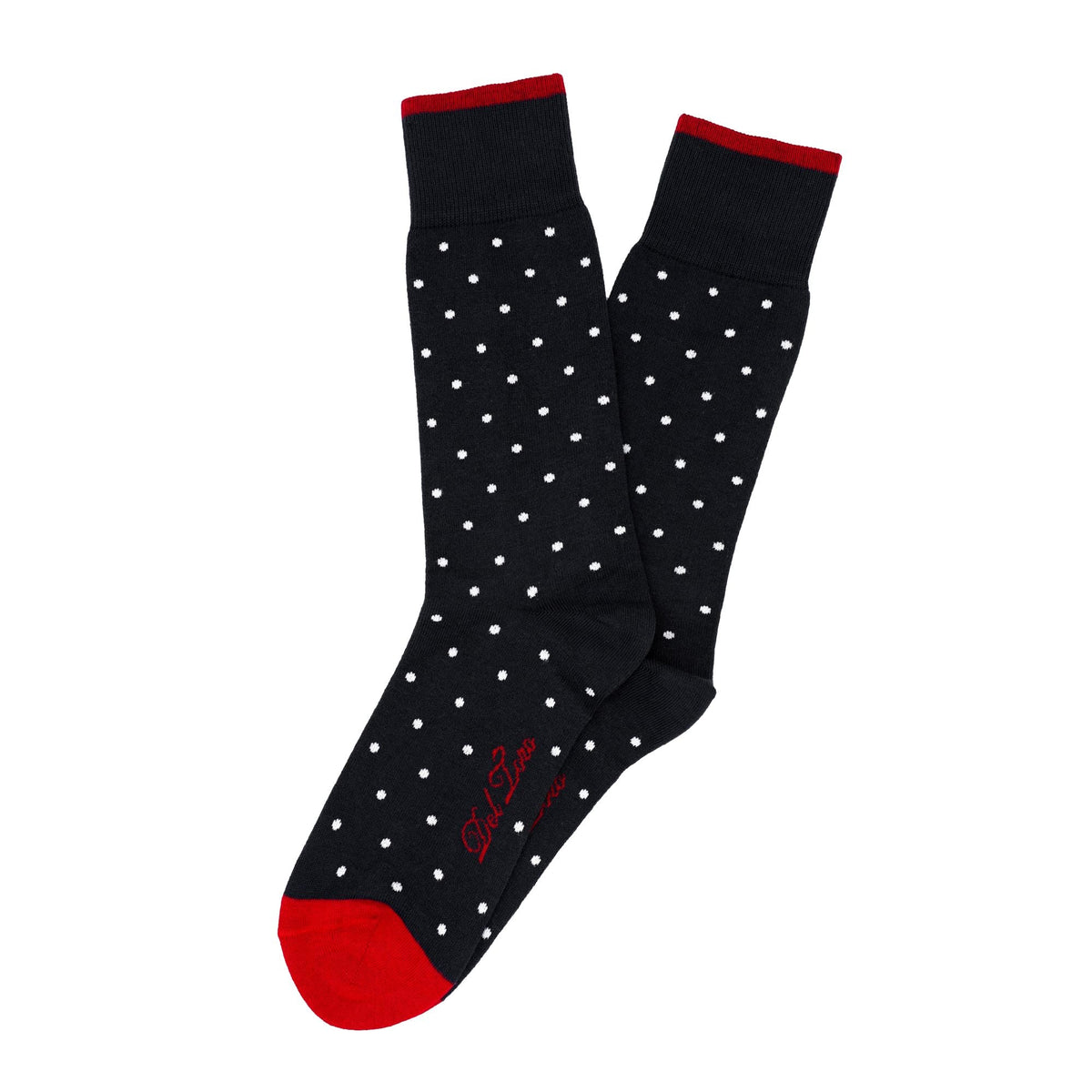 Black Polka Dot Pima Cotton-Blend Formal Sock