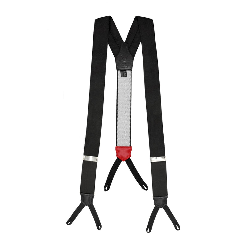 Black Silk and Leather Suspenders