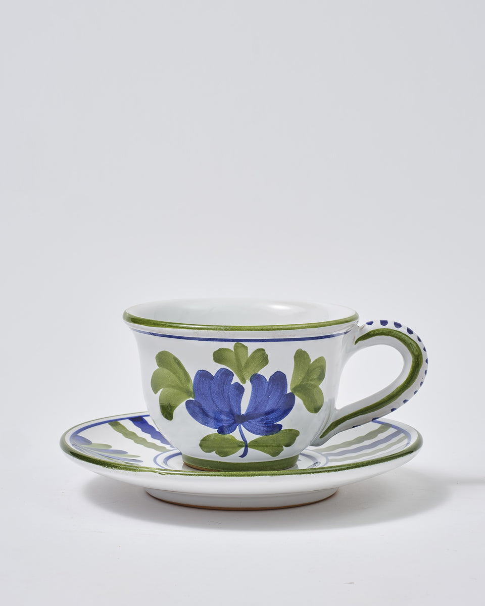 Blossom Teacup and Saucer, Blue