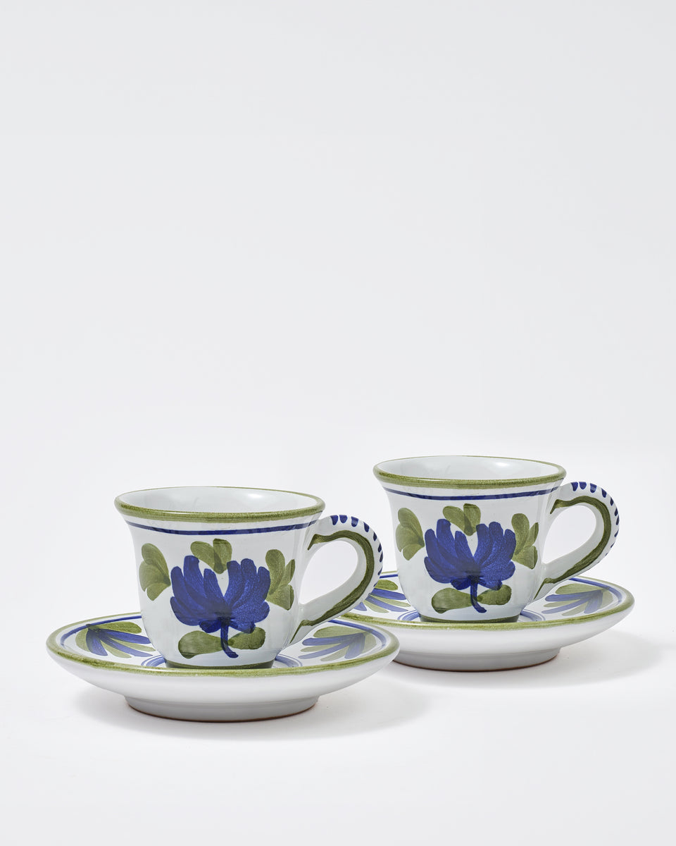 Blossom Espresso Cup and Saucer, Blue (Set of 2)