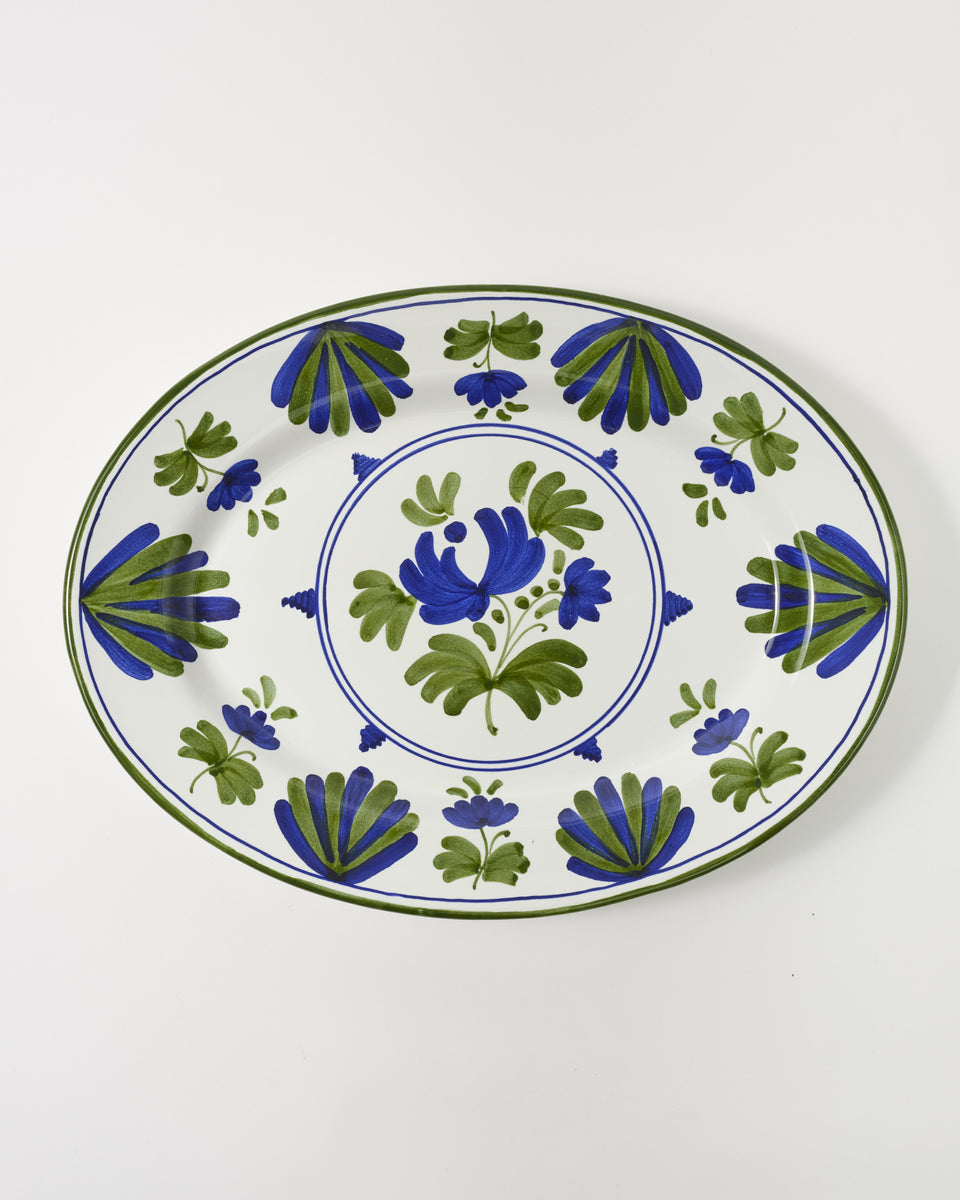 Blossom Oval Serving Plate Blue