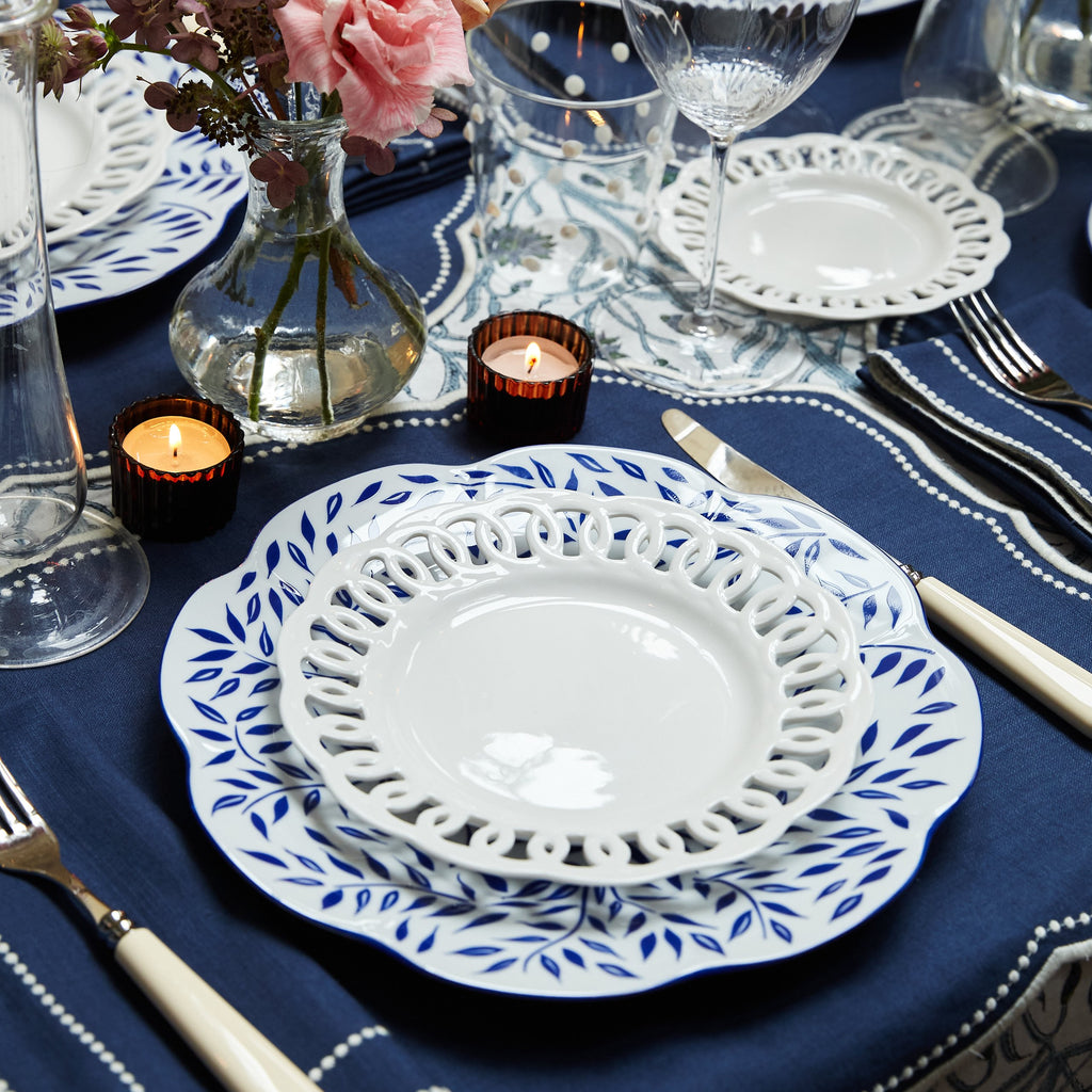 Spring Leaves in Blue Dinner Plate
