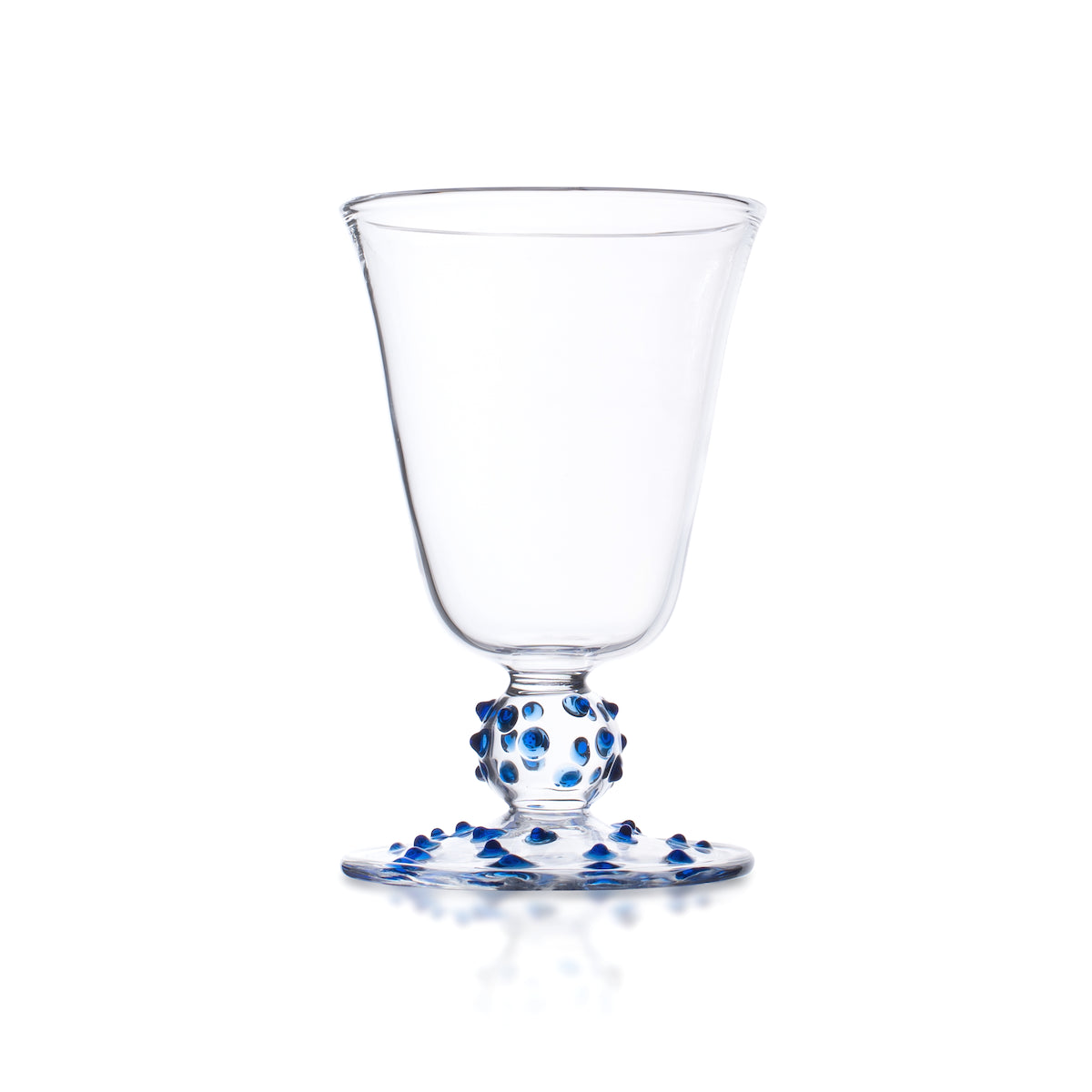 Blue Pom Wine Glass