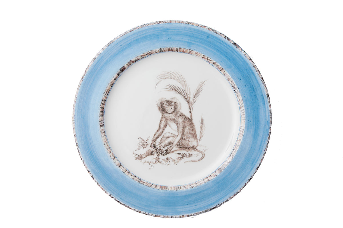 Blue Monkey Dessert Plates, Set of 6