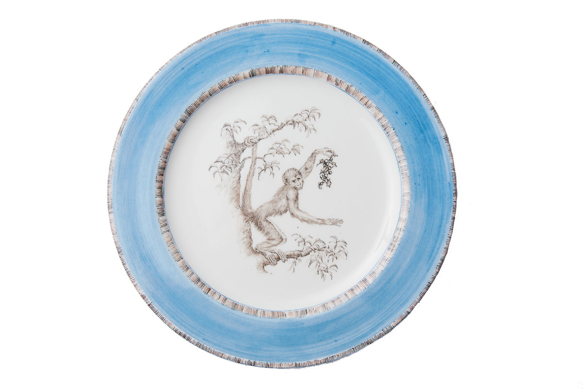 Blue Monkey Dessert Plates, Set of 6