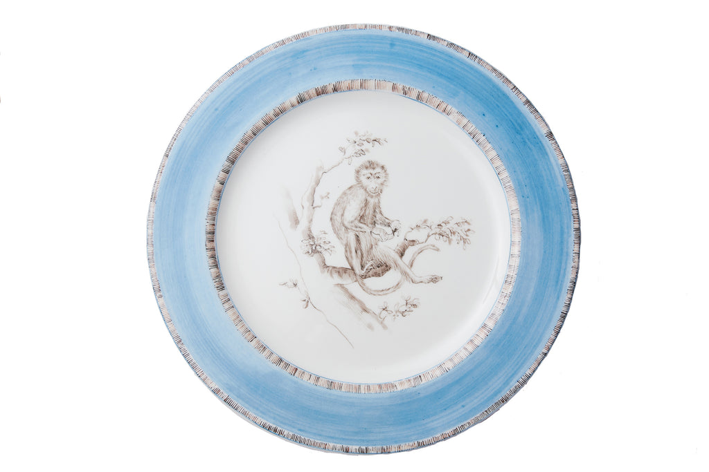 Blue Monkey Dinner Plates, Set of 6