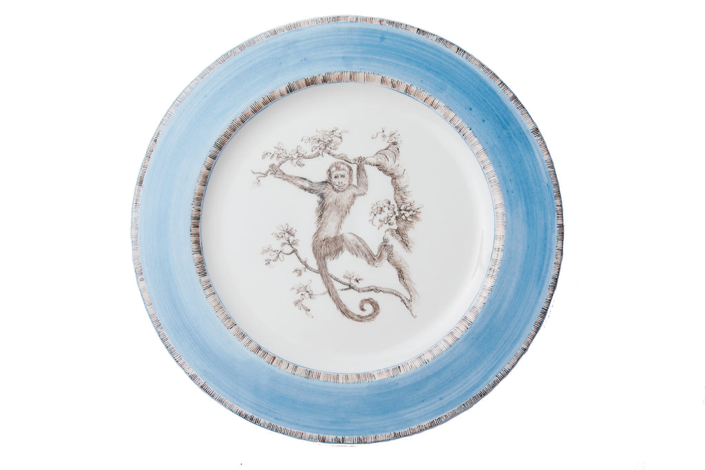 Blue Monkey Dinner Plates, Set of 6