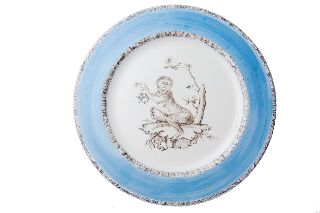 Blue Monkey Dinner Plates, Set of 6