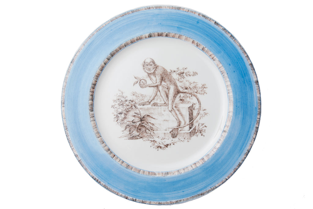 Blue Monkey Dinner Plates, Set of 6